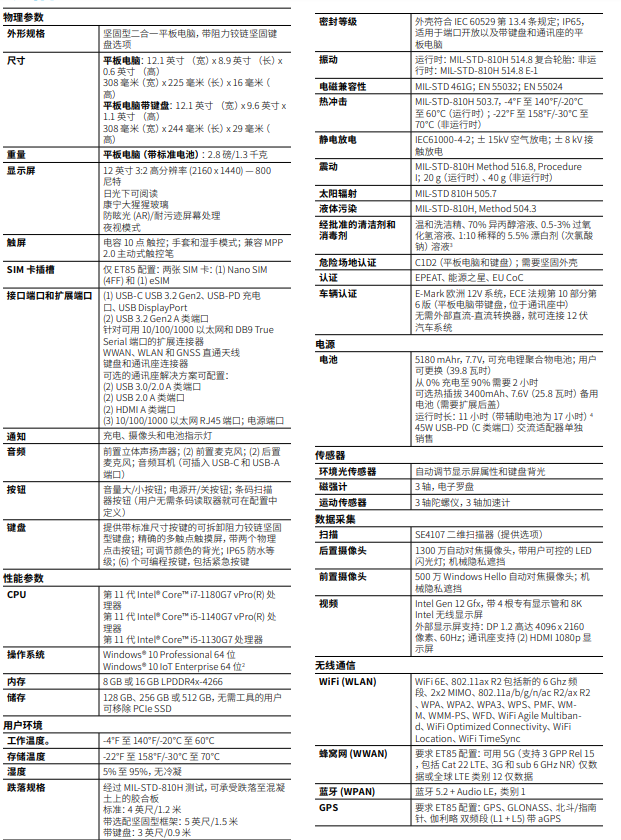 斑馬ET80/ET85詳細參數(shù)圖